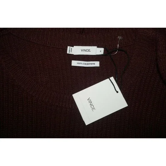 Vince Burgundy Wine Ribbed Cashmere Sweater Medium $465 - Picture 4 of 7